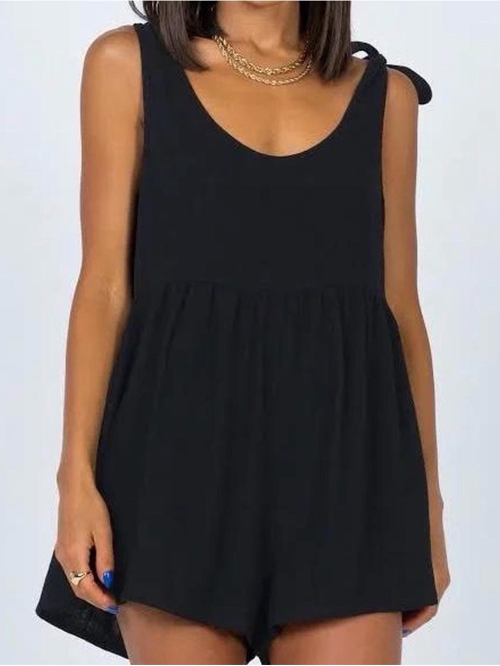 Princess Polly Black Tie-Shoulder Mini Romper